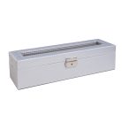 EZÜST SZÍNŰ BŐR ÓRATARTÓ DOBOZ 6 ÓRÁNAK