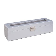 EZÜST SZÍNŰ BŐR ÓRATARTÓ DOBOZ 6 ÓRÁNAK