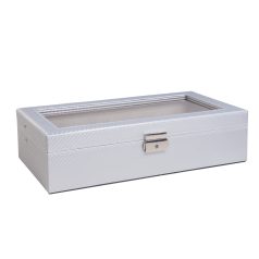 KARBON EZÜST VARROTT ÓRATARTÓ DOBOZ 12 ÓRÁHOZ