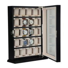 FEKETE FA ÓRATARTÓ VITRIN 20 ÓRÁNAK