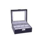 VARROTT BŐR ÓRATARTÓ DOBOZ 8 ÓRÁNAK, FEKETE