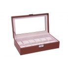 VILÁGOS BARNA VARROTT ÓRATARTÓ DOBOZ 12 ÓRÁHOZ