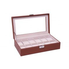 VILÁGOS BARNA VARROTT ÓRATARTÓ DOBOZ 12 ÓRÁHOZ