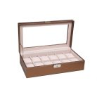 BRONZBARNA SZÍNŰ KARBON MINTÁS BŐR ÓRATARTÓ DOBOZ 12 ÓRÁNAK