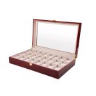 LAKKOZOTT CSERESZNYE SZÍNŰ FA ÓRATARTÓ DOBOZ 24 ÓRÁNAK