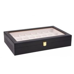 MATT FEKETE SZÍNŰ FA ÓRATARTÓ DOBOZ 24 ÓRÁNAK