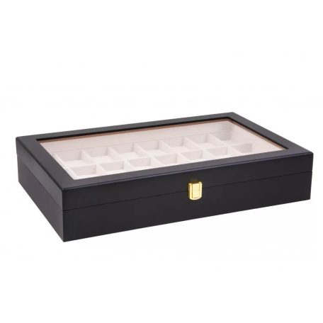 MATT FEKETE SZÍNŰ FA ÓRATARTÓ DOBOZ 24 ÓRÁNAK