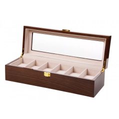 BARNA LAKKOZOTT FA ÓRATARTÓ DOBOZ 6 ÓRÁNAK