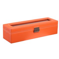 NARANCS KARBON MINTÁS BŐR ÓRATARTÓ DOBOZ 6 ÓRÁNAK