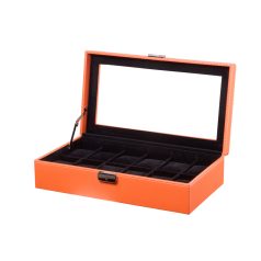 NARANCS KARBON FEKETE VARROTT ÓRATARTÓ DOBOZ 12 ÓRÁHOZ